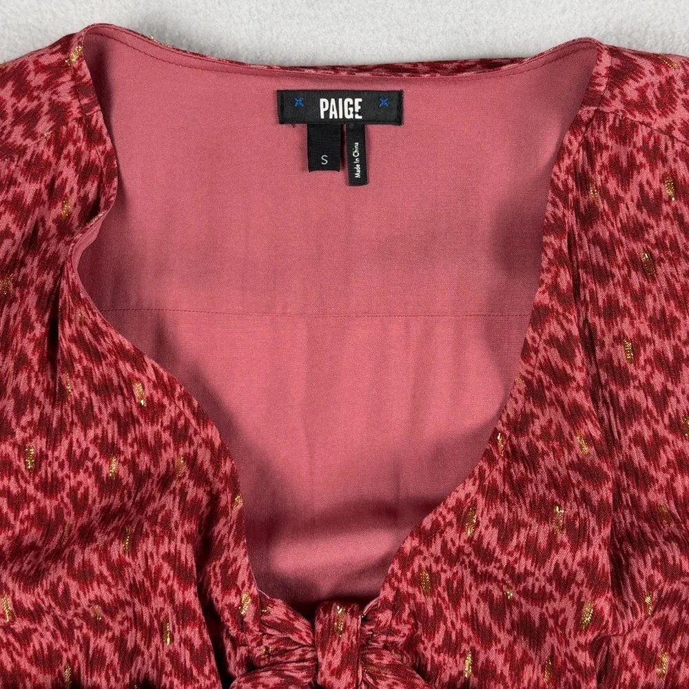 Paige Women's Sandee 3/4 Sleeve A-Line‎ Ruffle Hem Dress Papaya Multi Small